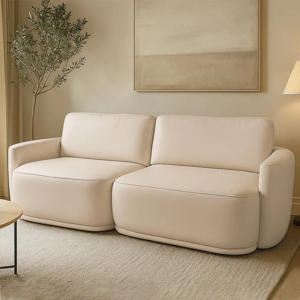 Sofá 2 Lugares Orgânico 214cm Modulado para Sala Brumma Bouclê  K01 - D'Rossi - Bege