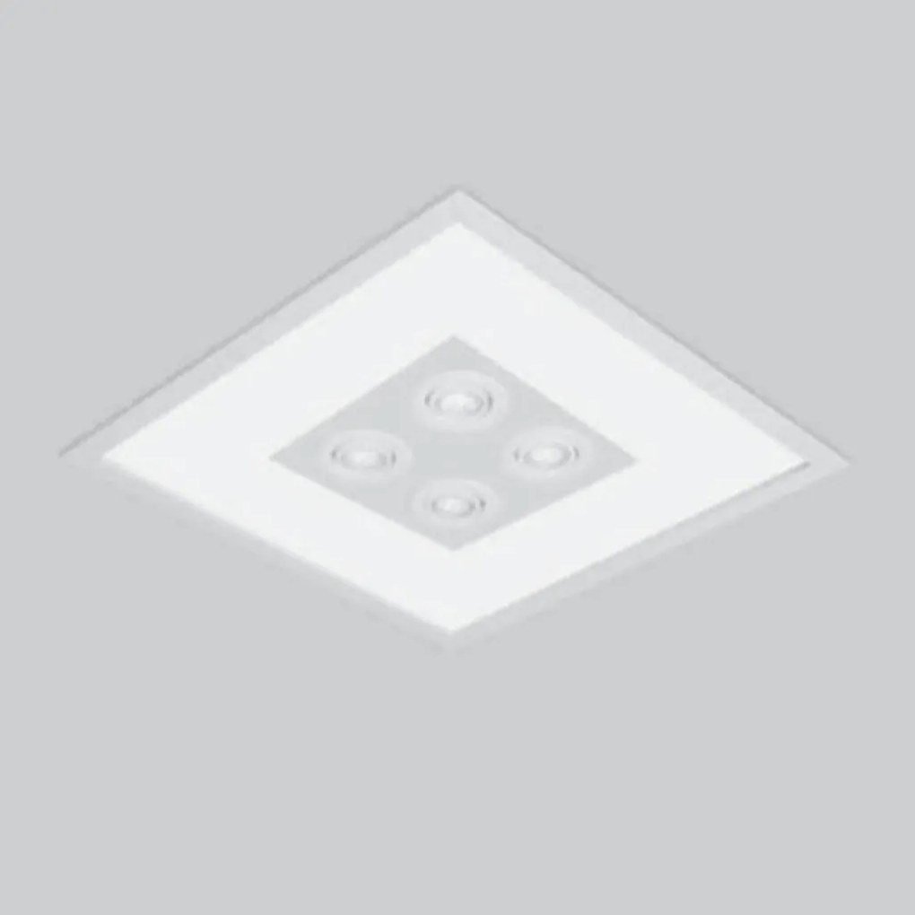 Luminária De Embutir Magnum Quadrado 50X50X10Cm 4L E27 + 04 Ar70 | Usi... (PT - Preto Texturizado)
