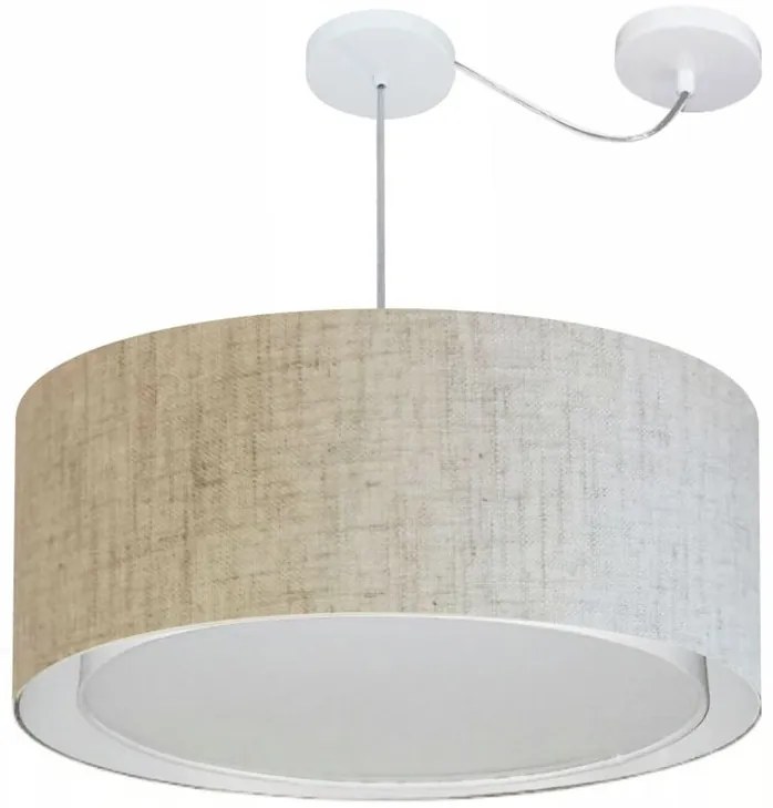 Lustre Pendente Cilíndrico Com Desvio de Centro Vivare Md-4311 Cúpula em Tecido 60x30cm - Bivolt