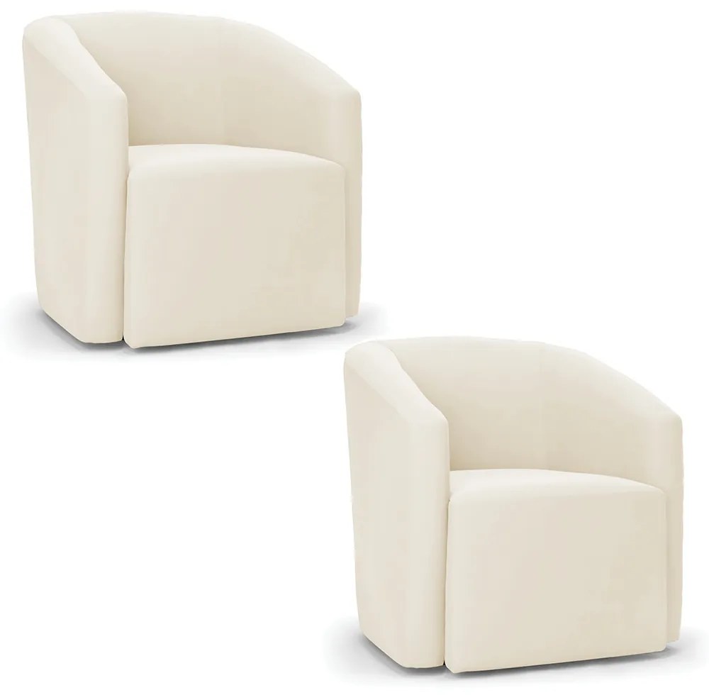 Poltrona Decorativa Orgânica Kit 2 Stella Max Veludo D03 - D'Rossi - Bege