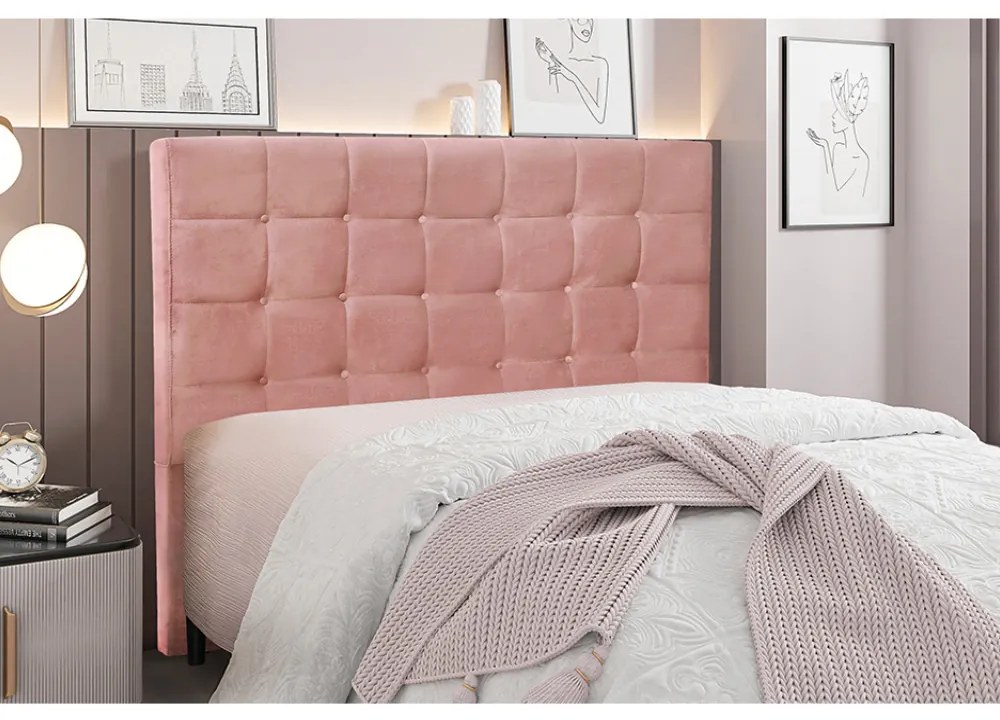 Cabeceira Cama Box Queen 160 cm Verona Veludo S04 - D'Rossi - Rosa