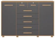 Cômoda Para Quarto 7 Gavetas 160cm Fontaine A02 Freijó/Titanium - Mpoz