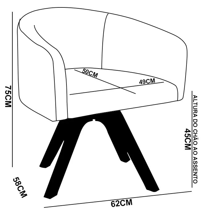 Poltrona Sala Base Giratória Madeira Arielle Suede D03 - D'Rossi - Grafite