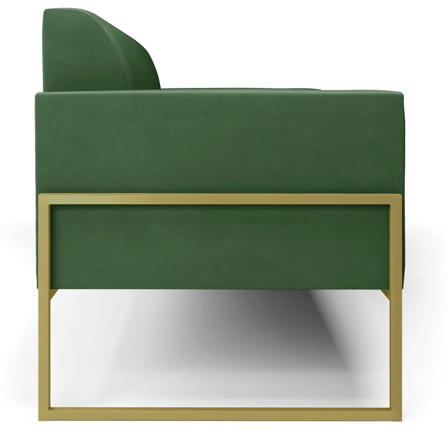Sofá Namoradeira Base Industrial Alta Dourado Marisa Suede D03 - D'Rossi - Verde