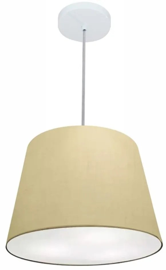Lustre Pendente Cone Md-4155 Cúpula em Tecido 30/40x30cm Algodão Crú - Bivolt