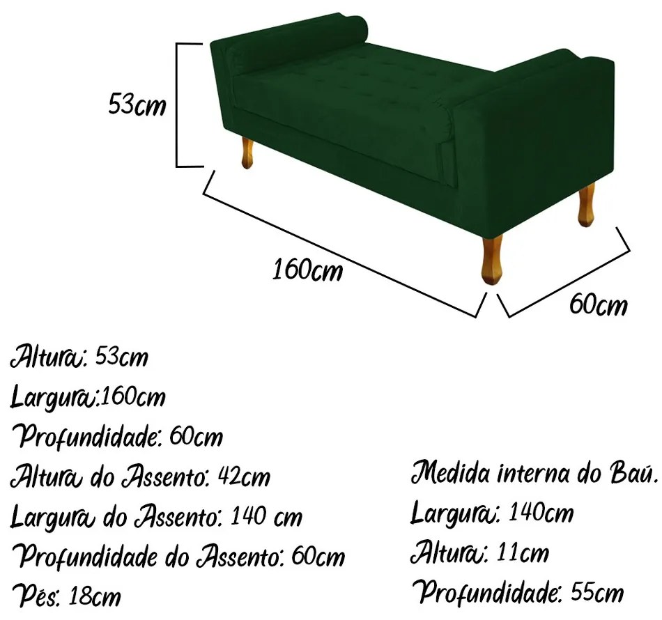 Recamier Félix Queen Size 160cm Suede Verde - ADJ Decor