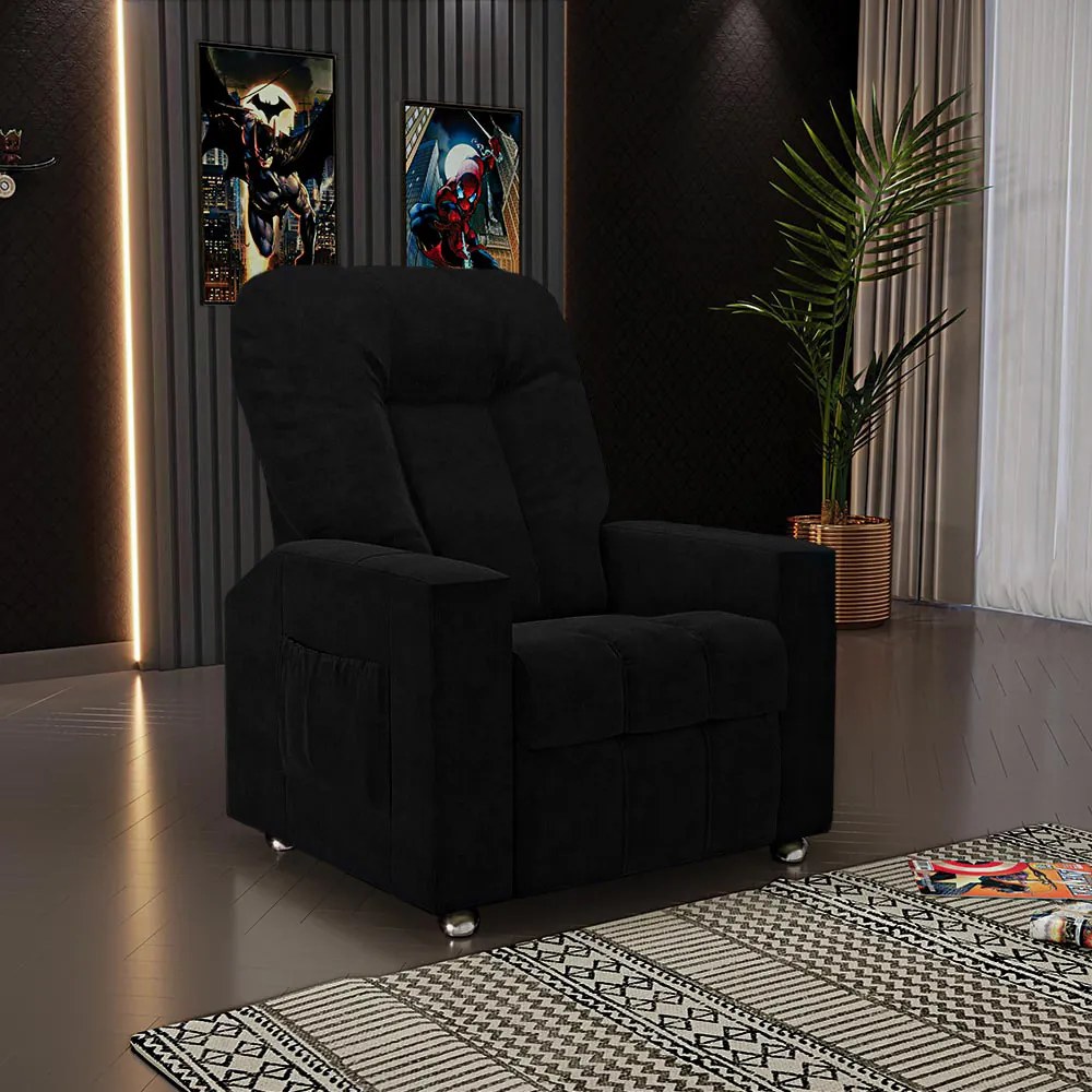 Poltrona do Papai Reclinável Para Cinema Sora Veludo FH1 - D'Rossi - Preto