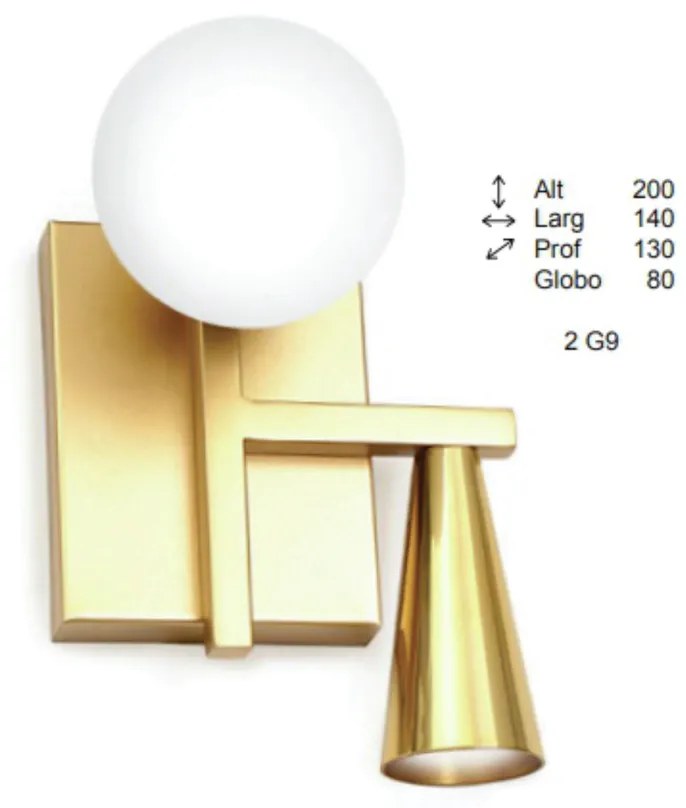 Arandela Swilver Mista Cone Fixo E Globo 13X14X20Cm Globo Ø08Cm 2Xg9 -... (GRAFITE, CLEAR (Transparente))