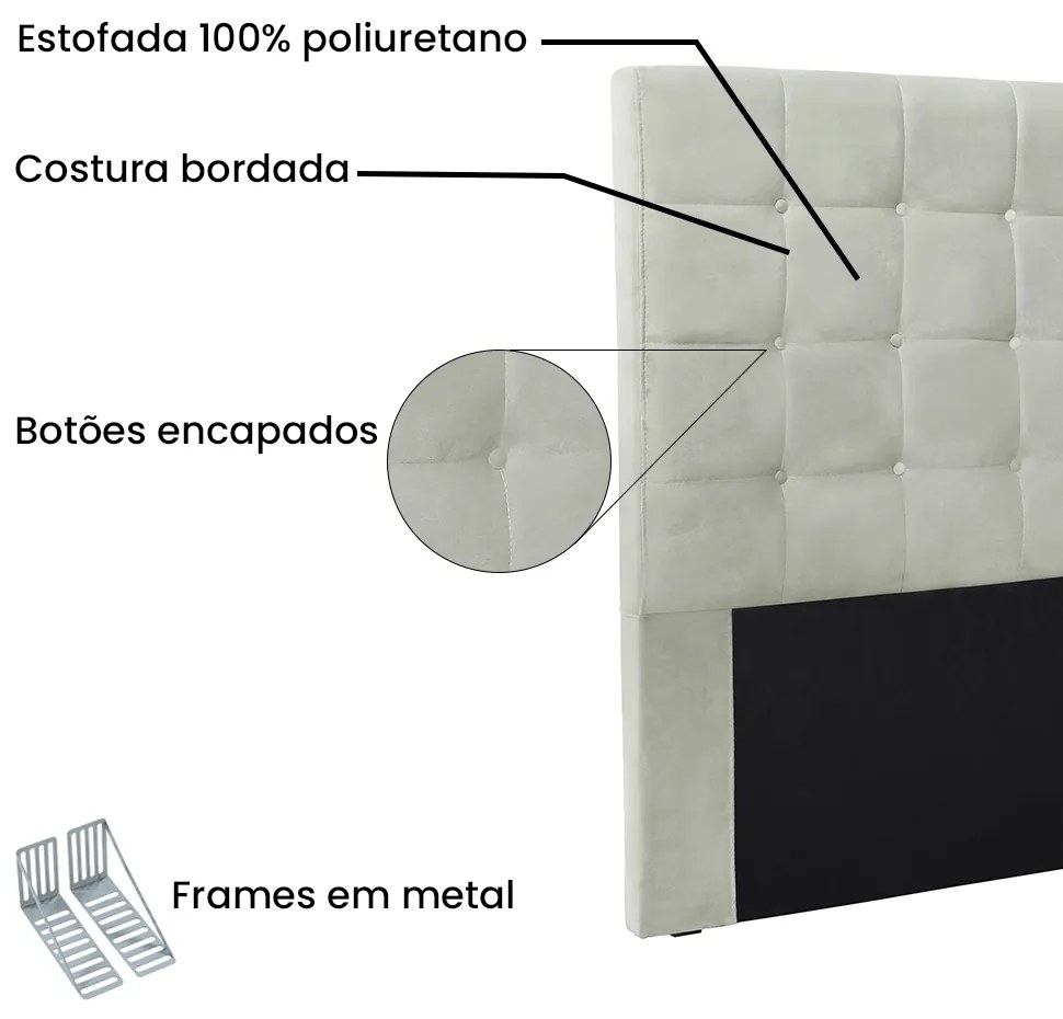 Cabeceira Cama Box Casal 140 cm Verona Veludo S04 - D'Rossi - Prata