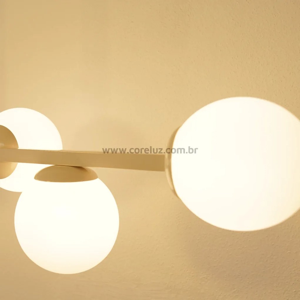 Pendente Six Retângular 124X25,5X27Cm Alumínio E Globo Ø12Cm Fosco 6Xg... (CINZA FOSCO, FOSCO)