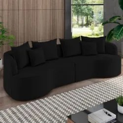 Sofá 3 Lugares 230cm Orgânico Quito Z08 Veludo Preto - Mpozenato