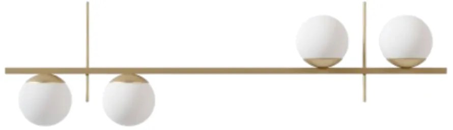 Pendente Up Down Retângular 100X12Cm Alumínio E Globo Ø12Cm Fosco 4Xg9... (CHAMPANHE, FOSCO)