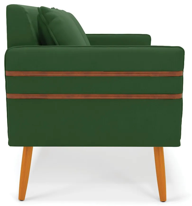 Namoradeira 02 Lugares Mari Suede Verde Pés Palito Castanho - D'Rossi
