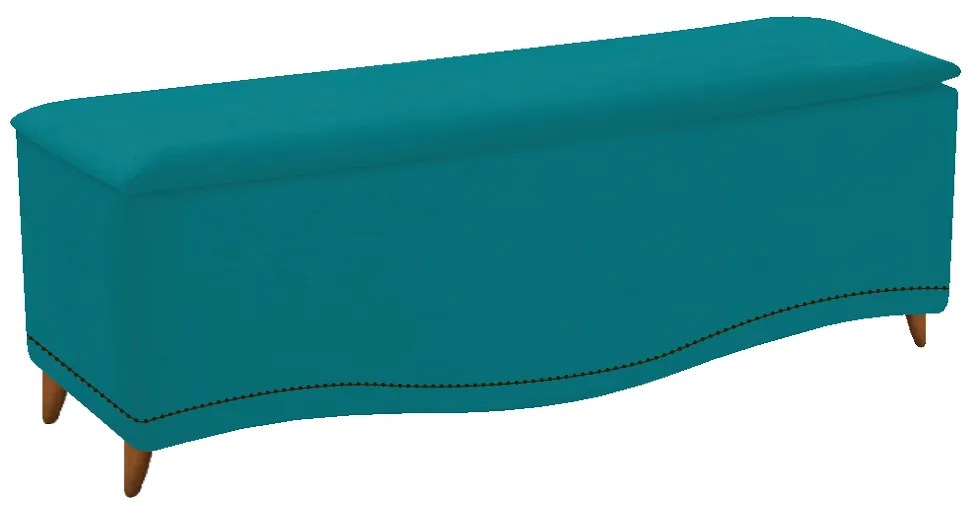 Calçadeira Estofada Yasmim 160 cm Queen Size Suede Azul Turquesa - ADJ Decor
