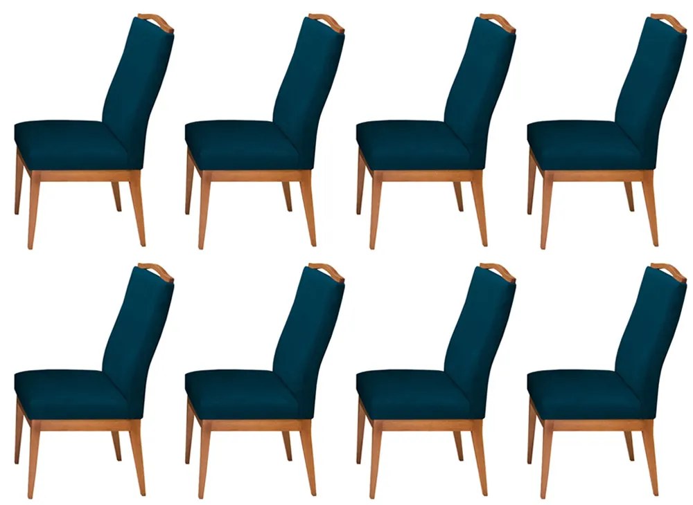 Conjunto 8 Cadeiras Decorativa Lara Veludo Azul Marinho