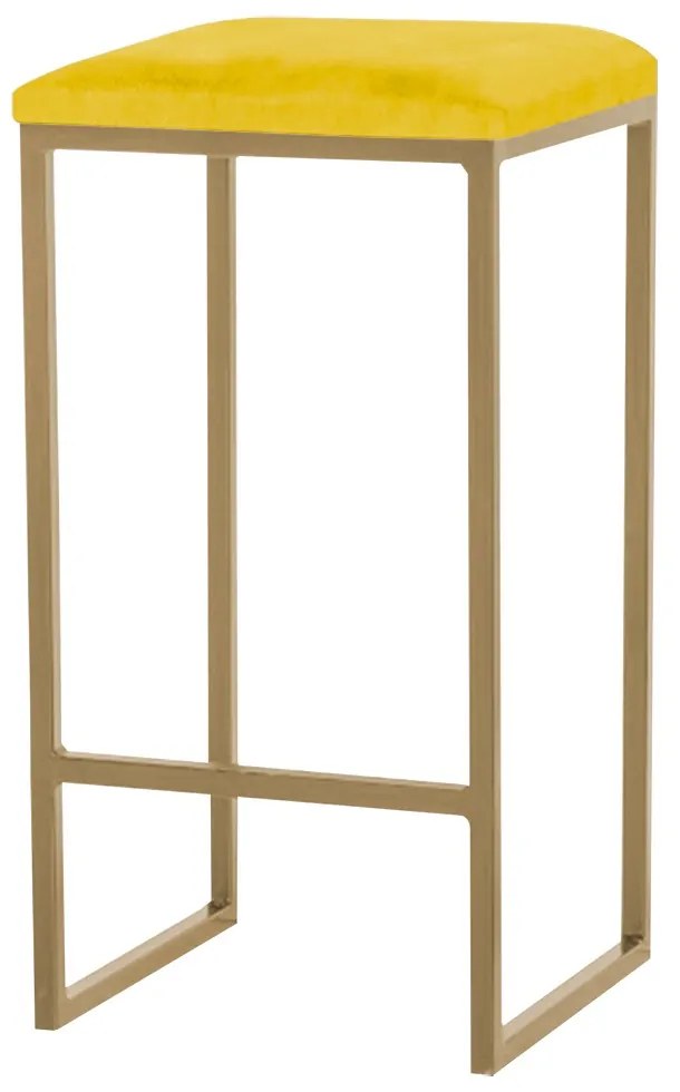 Banqueta Decorativa Billie Base Gold Suede Amarelo G41 - Gran Belo