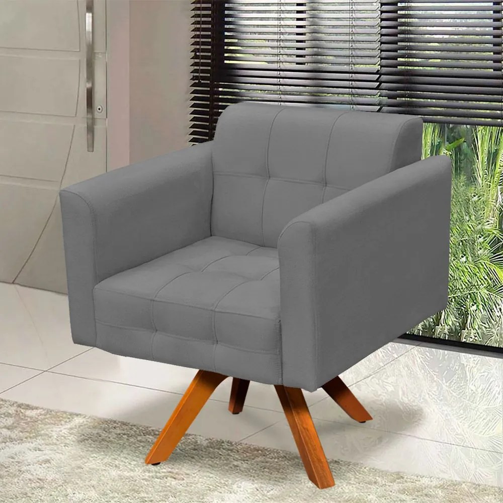 Poltrona Decorativa Giratória MM30 Elisa Suede Grafite D03 - D'Rossi