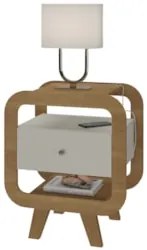 Mesa de Canto Lateral 55cm Para Quarto Nora Off/Pinho A09 - Mpozenat