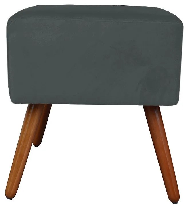 Puff Decorativo Quadrado Malu com Pés Palito Suede Cinza Grafite