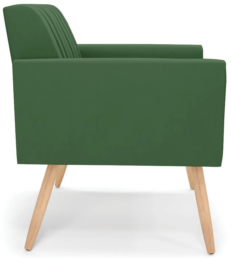 Poltrona Viena Gomada Suede Verde Pés Palito Natural - D'Rossi