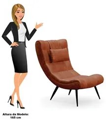 Kit 2 Poltronas Decorativas Sala de Estar com Almofada e Pés Palito Lo
