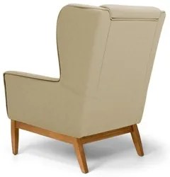 Poltrona Decorativa Base Manu Madeira Milena C-129 Linho Bege Escuro -