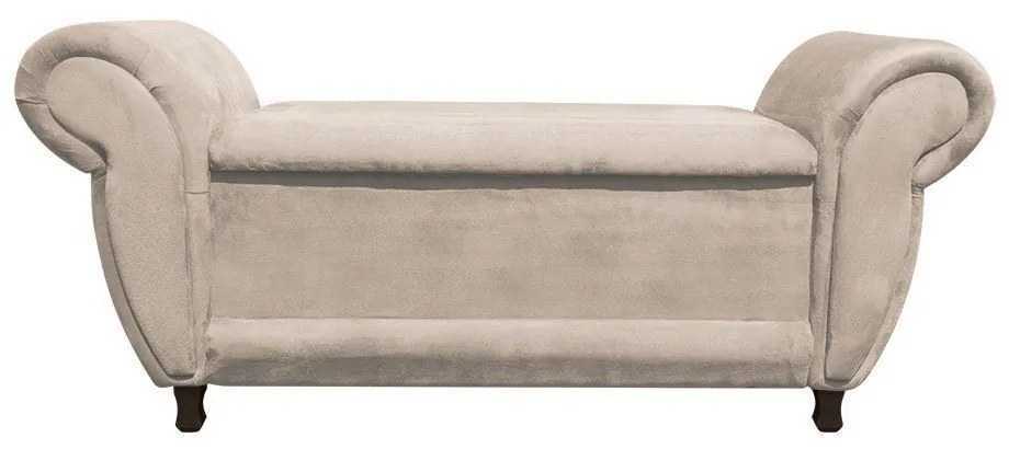 Recamier com Baú Itália Namoradeira Calçadeira Suede Bege - D'Rossi