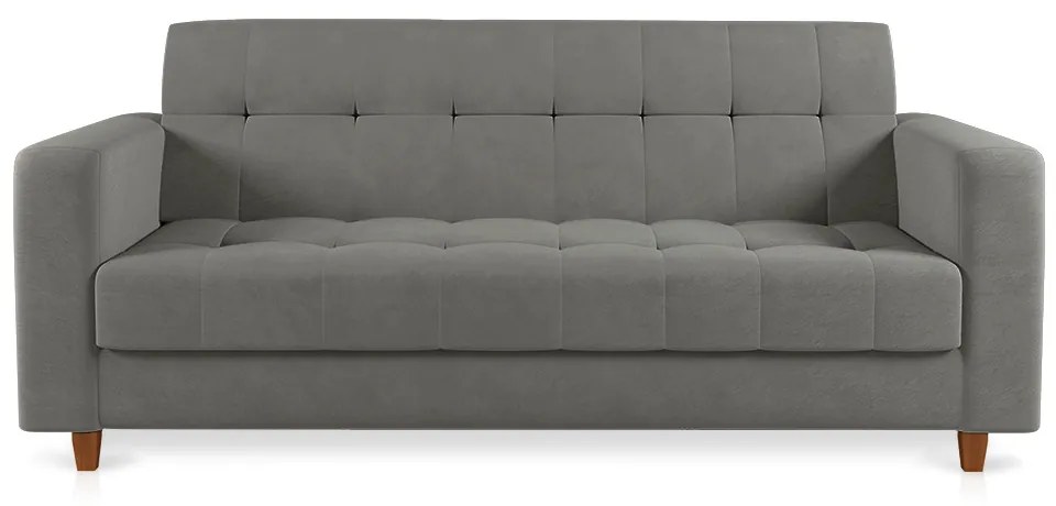 Sofá 03 Lugares Arezzo Suede Pés Chanfrado Castanho D01 - D'Rossi - Grafite
