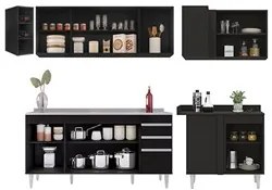 Armário de Cozinha Modulado de Canto Esquerdo 5 Peças CP54 com Pia Ino