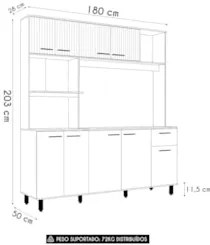 Cozinha Compacta Com Tampo Luiza Freijó/Ripado/Off Acetinado Z44 - Mpo