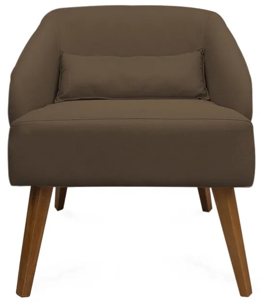 Kit 2 Poltronas Decorativas Lara Pés de Madeira Suede Marrom - Sheep Estofados - Marrom