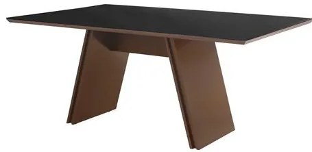 Mesa de Jantar Oliver  Amêndoa Com Vidro Preto 170cm - 77315 Sun House