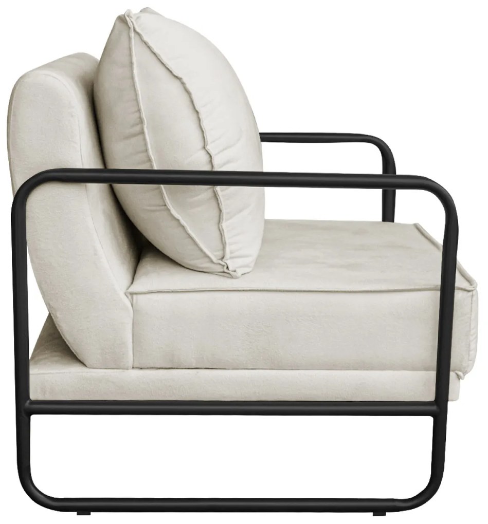 Kit 02 Poltronas Decorativas Sevilha Base de Ferro Preta Linho - ADJ Decor