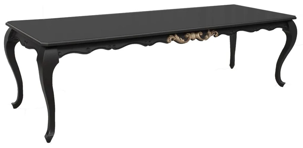 Mesa de Jantar Provençal Lavanda 6 Lugares - 1,53 - Preto com Dourado Soléil Provençal Kleiner
