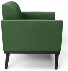 Sofá Namoradeira e 1 Poltrona Base Madeira Preto Maressa Suede Verde -