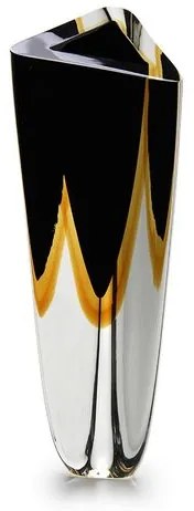 Vaso Triangular nº 2 Bicolor Preto com Âmbar Murano Cristais Cadoro