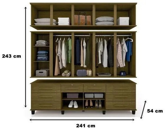 Guarda Roupa Triplex Diamante Imbuia - J&amp;A Móveis