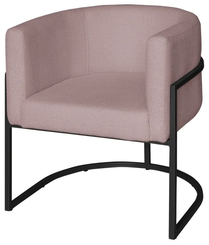 Poltrona Base Industrial Preto Sala de Estar Lety Veludo - Rose