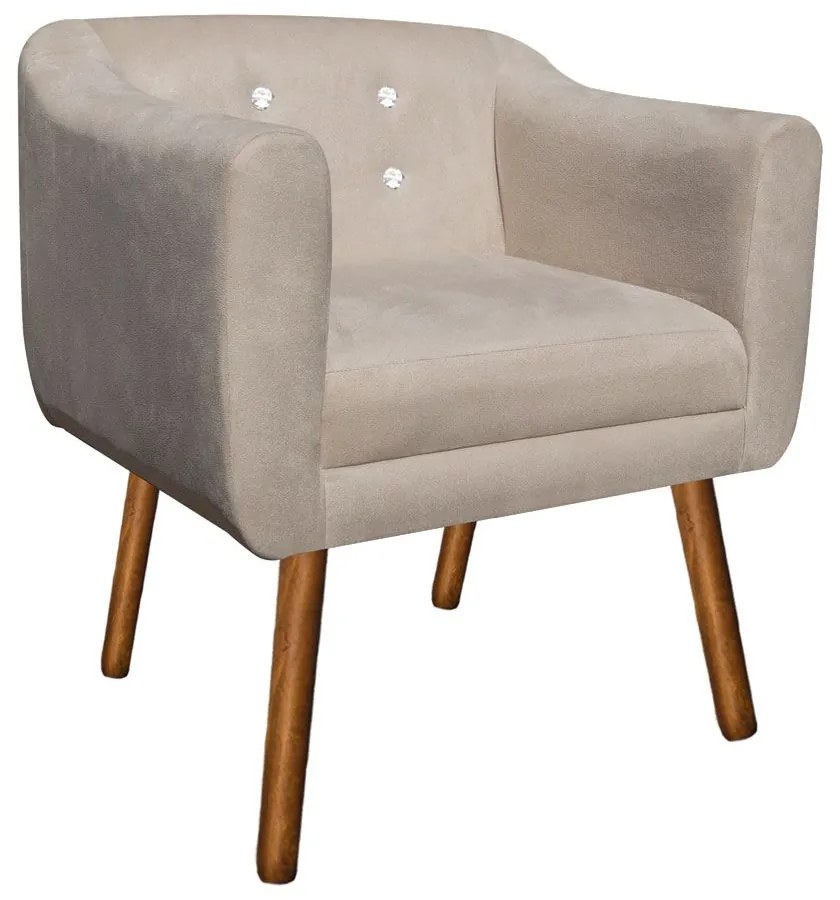 KIT 02 POLTRONAS JULIA SUEDE COM STRASS  - Bege