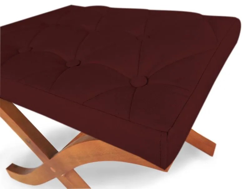 Puff Decorativo Joice Base Madeira Suede Bordô - Sheep Estofados