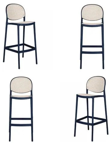 Kit 04 Banquetas Positano Alta Polipropileno Azul  - 73054 Sun House