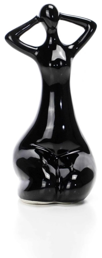 Escultura Mulher Em Porcelana Preto 25x10 Cm - D'Rossi