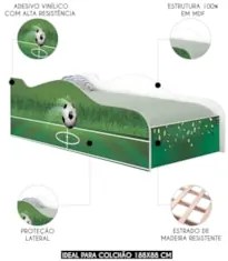 Cama Solteiro Infantil Baixa Para Colchão 188x88cm Futebol K06 - Mpoze