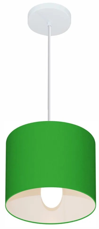 Lustre Pendente Cilíndrico Md-4046 Cúpula em Tecido 18x18cm Verde Folha - Bivolt