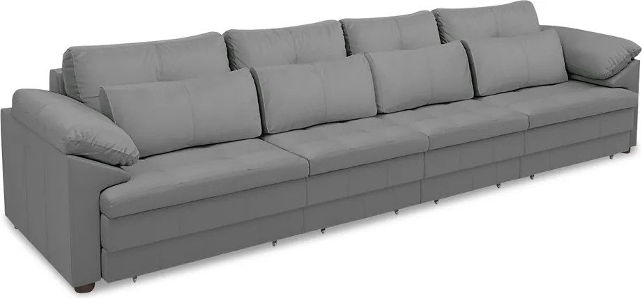 Sofá Retrátil Manual Sala de Estar Nolan Bipartido 414cm Conforto Premium em Couro Cinza G58 - Gran Belo