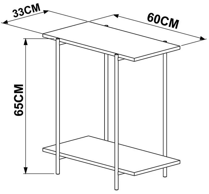 Mesa Lateral Multifuncional C/ 2 Prateleiras - Vermont preto