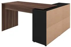 Mesa Escrivaninha em L 140x130cm 8 Nichos Eron A06 Ipê/Preto - Mpozena