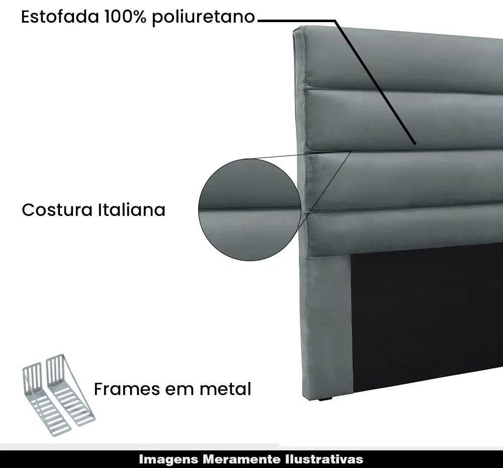 Cabeceira Decorativa 1,40M Guess Veludo Cinza G63 - Gran Belo
