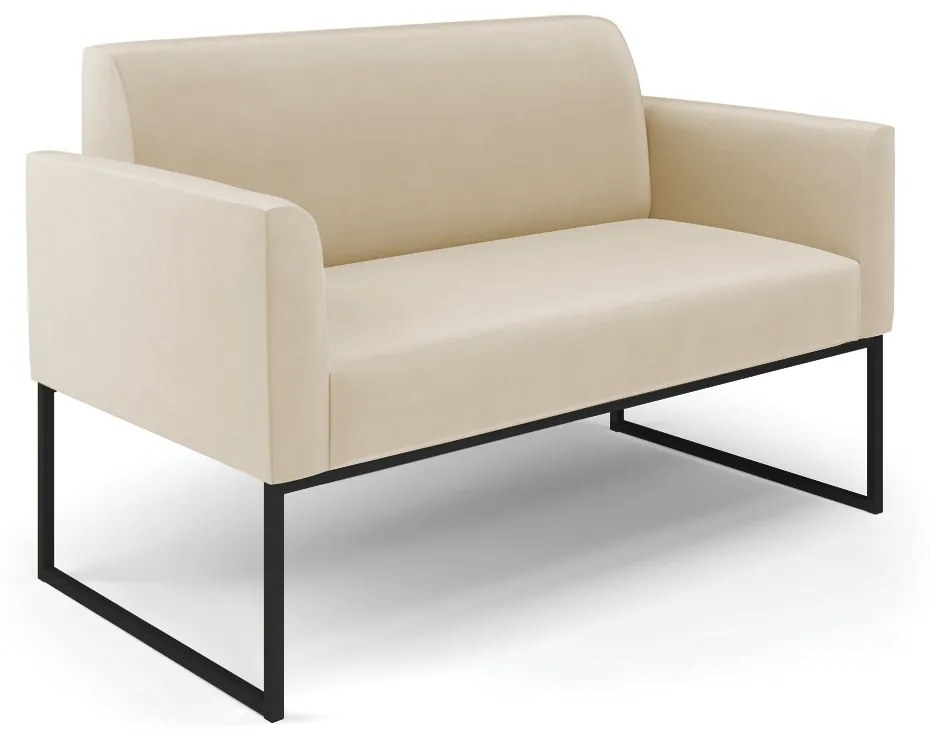 Sofá 2 Lugares Namoradeira Marisa Industrial Preto Suede D03 - D'Rossi - Bege