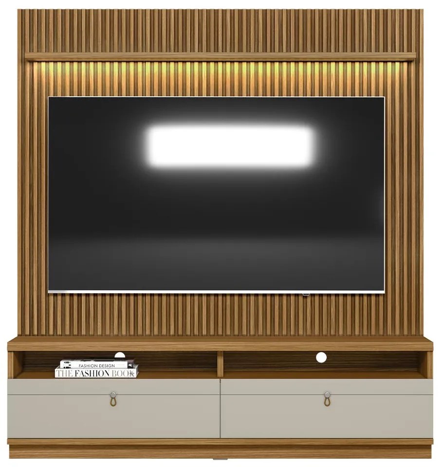 Estante Home Ripada 180cm Aloha para TV até 75 Nature/Off White G77 - Gran Belo